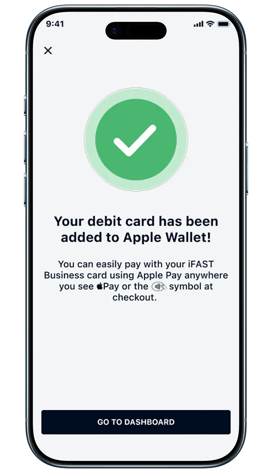 Apple Wallet setup completed screen
